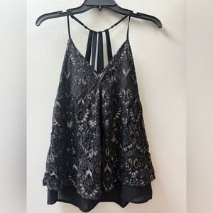 NWT Elegant Black Lace Halter Top, Lucky Brand size small